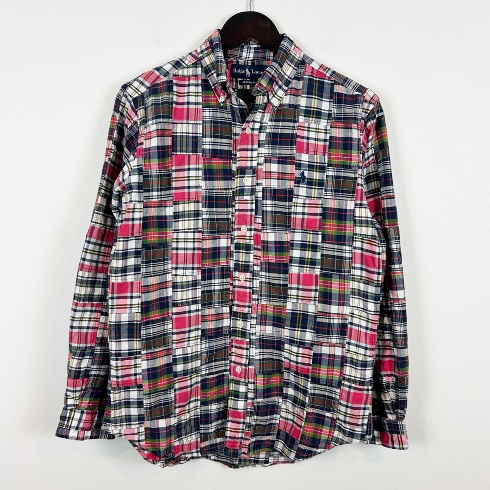 Ralph Lauren Pink Navy Green Plaid Button-Down Shirt